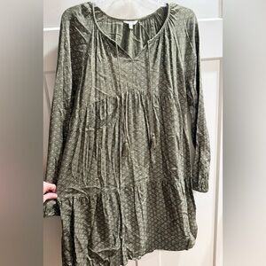 Sonoma Olive Long Sleeve Dress with Pattern